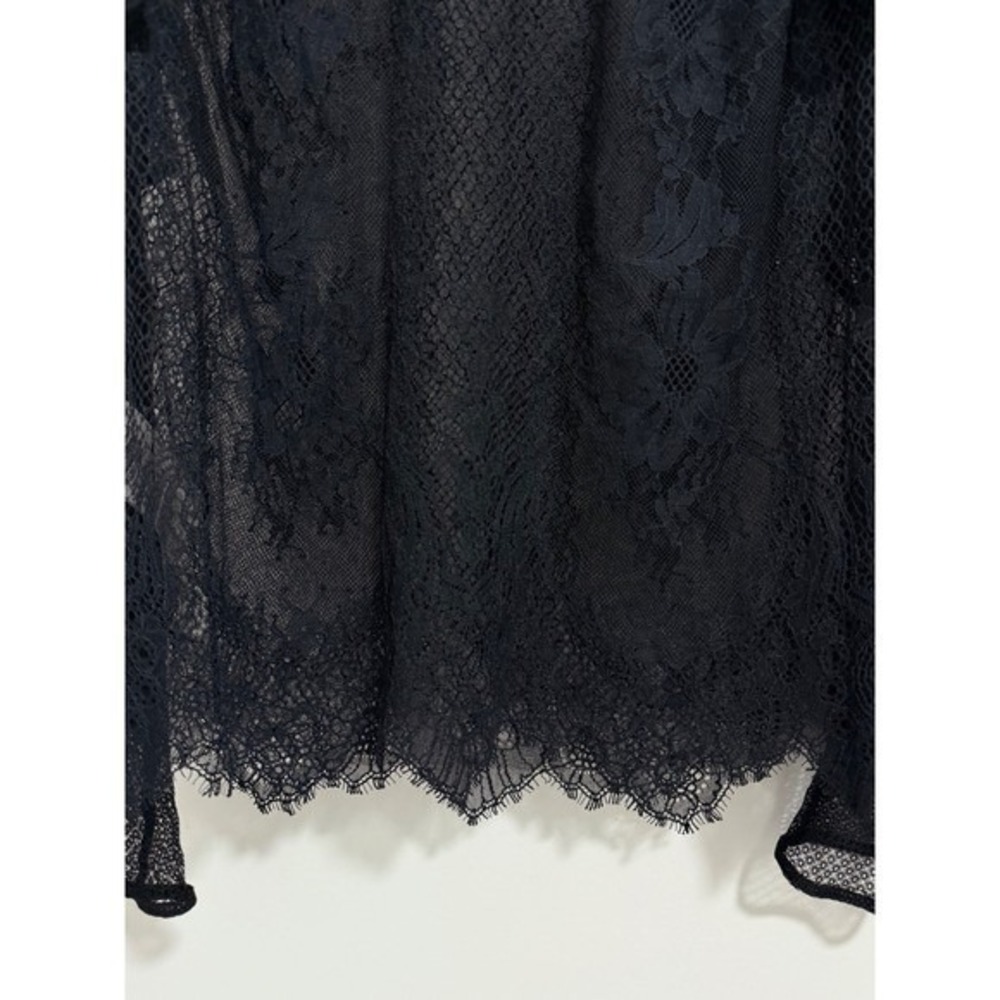 BCBGMaxAzria Sabian Black Lace‎ Ruffle Cold Shoulder Mock Neck Blouse Top XXS - Picture 12 of 12